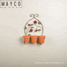 Mayco Planter Floral Design Metal Hanging Wall Mounted Flower Pot